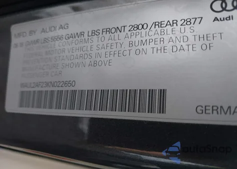 2019 Audi A6 55 Premium z USA, uszkodzony, nr VIN WAUL2AF23KN022650